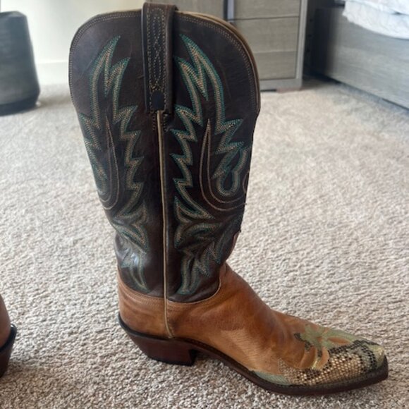 Lucchese 1883 Boots in Tan/Light Green/Brown/Teal, Size 7.5 B - Picture 1 of 12